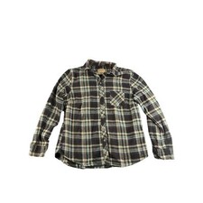 Womens Jane Ashley Vintage Workwear Plaid Long Sleeve Shirt Size M Black White picture