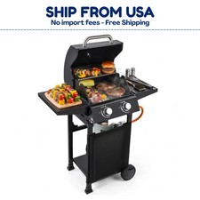 Garvee 2-Burner Propane Gas Grill – 16,000 BTU Matte Black BBQ Cart Grill with C picture