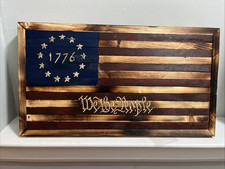 Handmade 1776 We The People Wooden American Flag Rustic Wall Decor USA picture