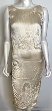 Antique 20s 30s Hand Beaded Ivory Silk Top & Skirt XS S Needs Repair Pearl picture