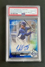 2017 Bowman Chrome Prospect Autographs Jesus Sanchez Blue Mojo Refractor /150 RC picture