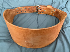Vintage Altus Genuine Leather Weight Lifting Belt Double Prong Brown Sz L 34-42 picture