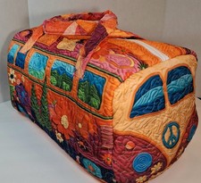 New Handmade VW Bus Insulated Duffle Bag Split Window Quilted Weekender CarryOn picture