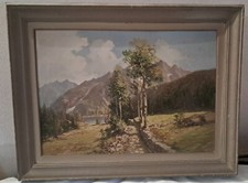 OIL ON BOARD ALPINE LANDSCAPE - GIUSEPPE BONACINA - 1950s - MOUNTAIN picture