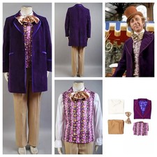 Willy Wonka Gene Wilder 1971 Cosplay Halloween Purple Coat+pants+shirt fullsets picture