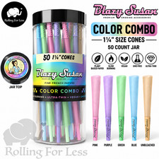 Blazy Susan Color Combo 1 1/4 Pre Rolled Cones 50 Count Jar 84mm picture