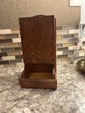 Antique Wooden Match Box Holder, See Photos picture