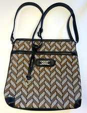 Brighton “Journey”Leather Geometric Crossbody Bag Zip Heart Charm Pockets picture