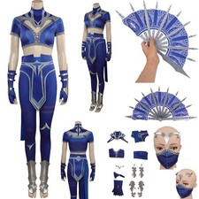 MK 2 2025 Kitana Cosplay Costume Halloween Tops Pants Masks Folding Fan Full Set picture