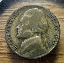 1945-P Jefferson War Nickel - Actual 35% Silver Coin Shown -  INV67 picture