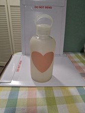 RARE BKR Cupcake Pink Heart Glass Water Bottle Silicone ClearSleeve  500ml 16oz  picture