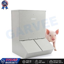 3.7 Bushel Hog Feeder Metal Double Door Pig Feeder Feeding up to 8 Hogs NEW picture