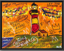 Rutenberg Lighthouse Neo Expressionism Original Mixed Media Painting 11x14 picture