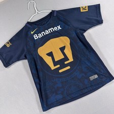 Nike Pumas UNAM 2016 2017 Away Soccer Jersey Navy Gold Banamex Small J5H270515 picture