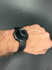 Watch Bulbul Facette 01 Watch Matte Black Steel on Black Italian Leather NWT picture
