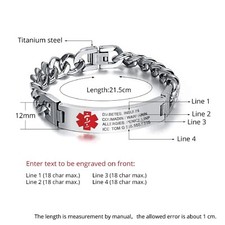 Stainless Steel Personalized Medical Alert Bracelet | Silver | Gold | Black picture