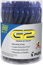 Pilot G2 Gel Pens 0.7mm Fine Point Retractable Blue Ink Rollerball 36 Pack Box picture