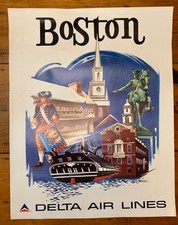 Originl Delta Airlines Travel Poster / Boston / Fred Sweney / 22 x 28 picture