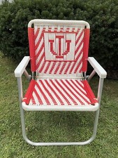 VTG Indiana Knit Folding Chair IU University Macrame Patio Tailgate Camping NCAA picture