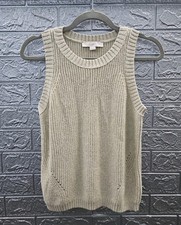 New Loft Shimmer Halter Sweater Tank Top Gold Size M picture