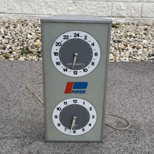Vintage Piper Aircraft Lighted Greenwich Local Dual Clock Sign For Repair picture