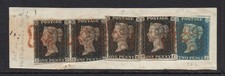 GB QV SG2/SG6 1d Blacks x 4 and 2d Pale Blue On Piece Good/Fine Used Cat £2,700 picture