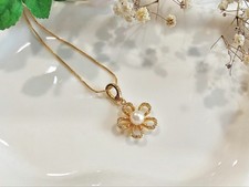 6-7mm Light Golden Akoya Pearl Flower Pendant Gold-Tone Pendant Only No Chain picture