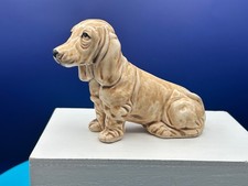Adorable Vintage Ceramic Basset Hound Laying Down Figurine Made in Japan picture