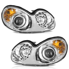 WEELMOTO Pair Headlights Assembly For 2002-2005 Hyundai Sonata Chrome with Bulbs picture