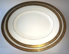 2 Antique T&V Limoges Gold Encrusted Rim Platters Stern Bros NY EXC picture