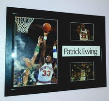 KNICKS PATRICK EWING SIGNED AUTOGRAPHED NBA BASKETBALL FRAMED POSTER JSA COA picture