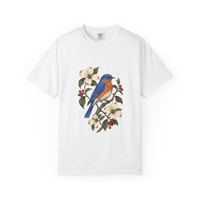 Eastern Bluebird Shirt Comfort Colors Dogwood Botanical Tee Birdwatcher Gift picture
