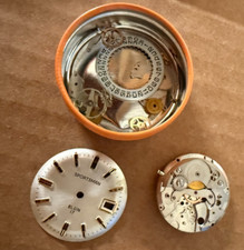 VTG 1960's 50s Elgin Sportsman Men's Watch Movement Dial Bezel LOT Silver 28.7mm picture