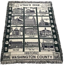 Vintage Utah's DixieLandmarks Historic WaThrow Fringe Blanket/Tapestry 67