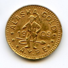 HR7 1909 1/4 DWT Alaska Gold Miner, AYPE / California Gold / AMRQ-1 RARE picture