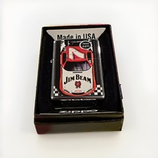 Zippo Jim Beam #1 Race Car Design Chrome Lighter Collectible Made in USA picture