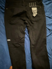 Ksubi Men’s Black Dark Wash Skinny Slim Fit Studded 5-Pocket Denim Jeans 32 picture