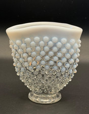 Vintage Fenton French Opalescent Hobnail Fan Vase Pattern 389 Art Glass 3.5