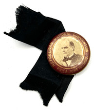 RARE 1901 WILLIAM MCKINLEY MOURNING BADGE REPUBLICAN NATIONAL CONVENTION BUTTON picture