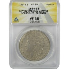 1884 S Morgan Silver Dollar VF 35 Details ANACS $1 Coin SKU:I28570 picture