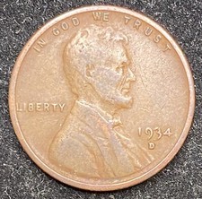 1934 D Lincoln Wheat Penny-  picture
