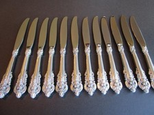 1 (ONE)  WALLACE GRANDE BAROQUE STERLING SILVER FLATWARE DINNER KNIFE-9