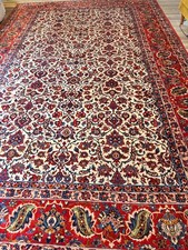 Special semi antique essfahaan carpet Oriental ivory wool RUG 16' 5