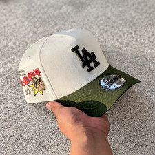 New Era 9FORTY LA Dodgers White Green Adjustable Baseball Cap Ohtani Patch picture