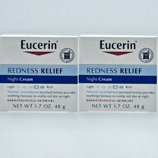 Lot of 2 Eucerin Redness Relief Night Cream 1.7 oz Sensitive Skin Moisturizer picture