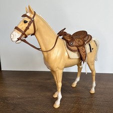 Vintage Marx Johnny West Horse Thunderbolt Palomino 1960’s Leather Saddle Read picture