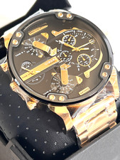DIESEL DZ7333 Mr. Daddy 2.0 Mens Chronograph Watch Black/Gold BN Gift Box $425 picture