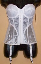 NWT Vintage Old Stock 1980s LADY MARLENE White CORSET W/ GARTER BELT SZ - 34 D picture