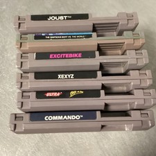 Vintage Nintendo NES 6 Game Lot Joust Commando Bart Simpson Excitebike Xexyz picture