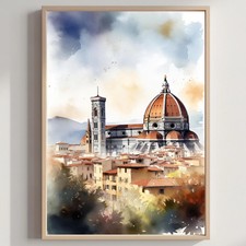 Florence Italy Europe Watercolor Print: Travel Art Poster picture